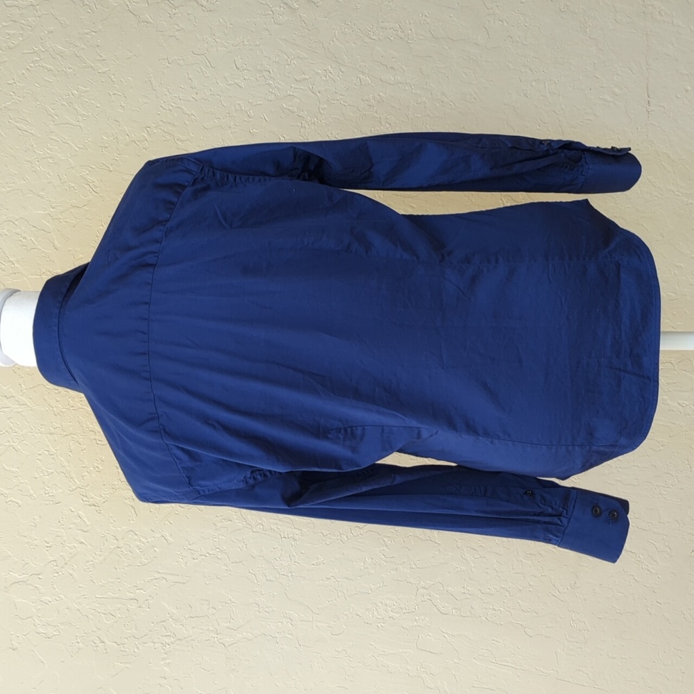 Tailor Store Custom Made Royal Blue Long Sleeve Button Down Shirt Size Small - Picture 3 of 8